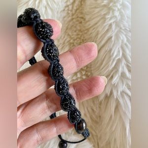 Black rhinestone bead rope bracelet